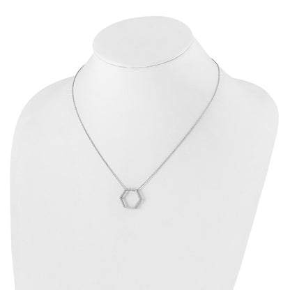 14K White Gold True Origin 1/4 Carat Lab Grown Diamond Vs Def 18 Inch Hexagon Necklace