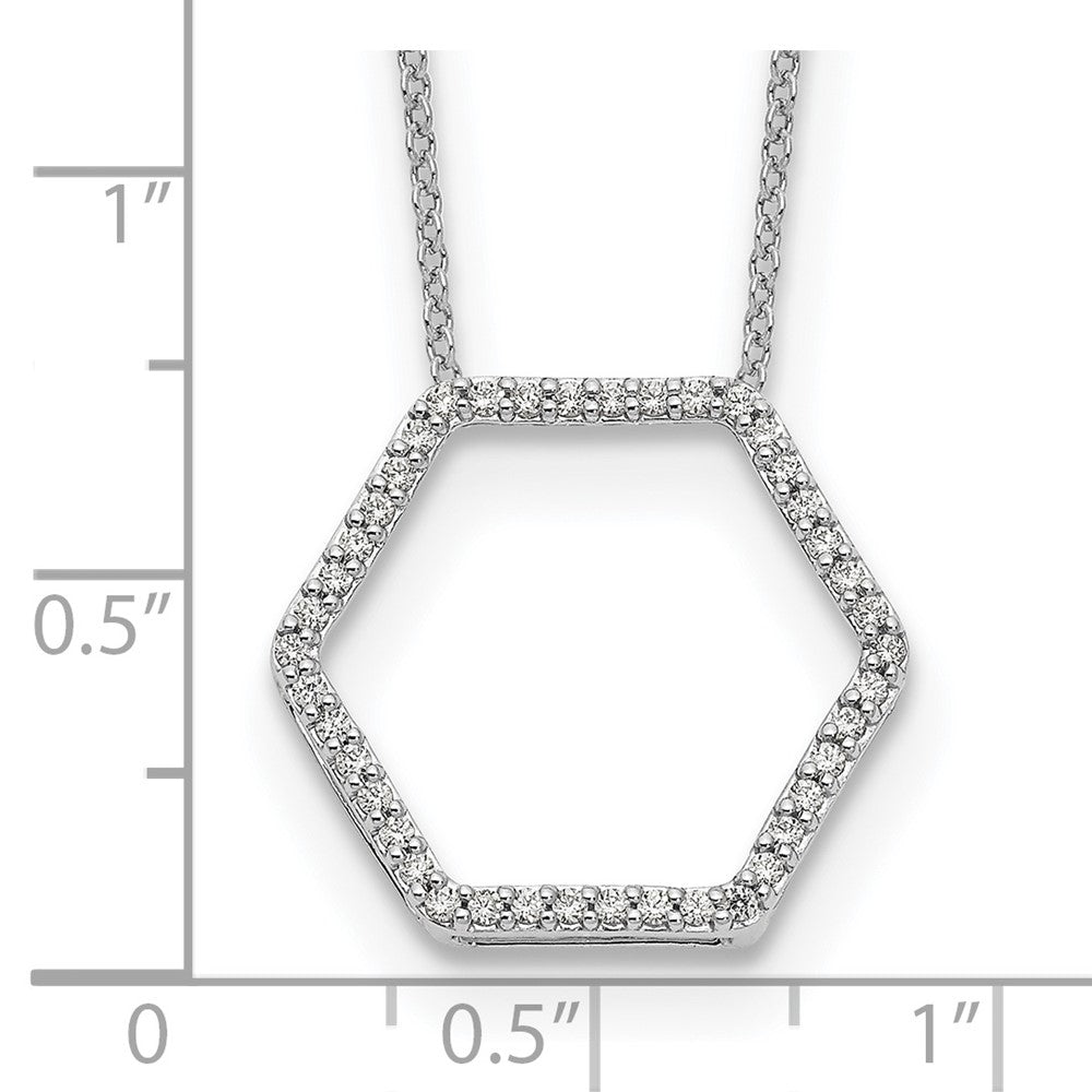 14K White Gold True Origin 1/4 Carat Lab Grown Diamond Vs Def 18 Inch Hexagon Necklace