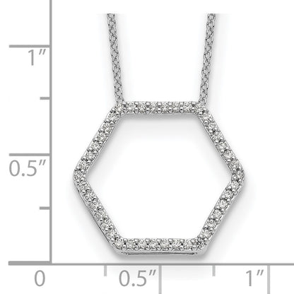14K White Gold True Origin 1/4 Carat Lab Grown Diamond Vs Def 18 Inch Hexagon Necklace