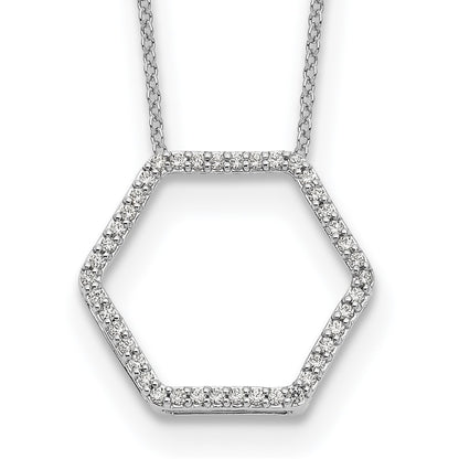 14K White Gold True Origin 1/4 Carat Lab Grown Diamond Vs Def 18 Inch Hexagon Necklace