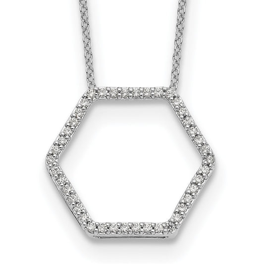 14K White Gold True Origin 1/4 Carat Lab Grown Diamond Vs Def 18 Inch Hexagon Necklace