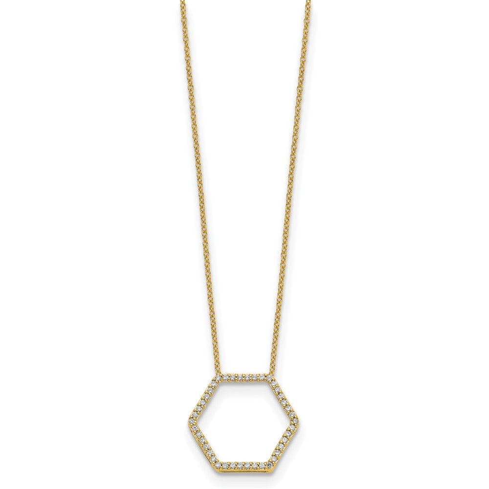 14K Yellow Gold True Origin 1/4 Carat Lab Grown Diamond Vs Def 18 Inch Hexagon Necklace