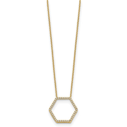 14K Yellow Gold True Origin 1/4 Carat Lab Grown Diamond Vs Def 18 Inch Hexagon Necklace