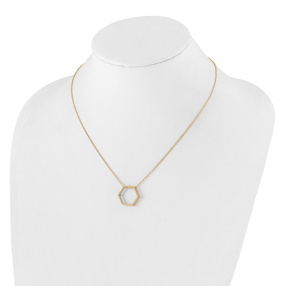 14K Yellow Gold True Origin 1/4 Carat Lab Grown Diamond Vs Def 18 Inch Hexagon Necklace