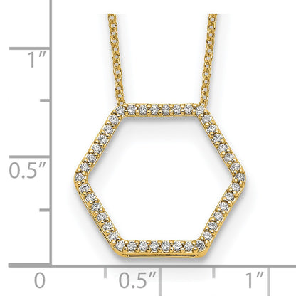 14K Yellow Gold True Origin 1/4 Carat Lab Grown Diamond Vs Def 18 Inch Hexagon Necklace