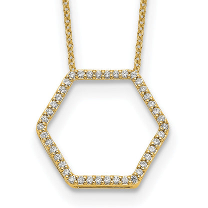 14K Yellow Gold True Origin 1/4 Carat Lab Grown Diamond Vs Def 18 Inch Hexagon Necklace