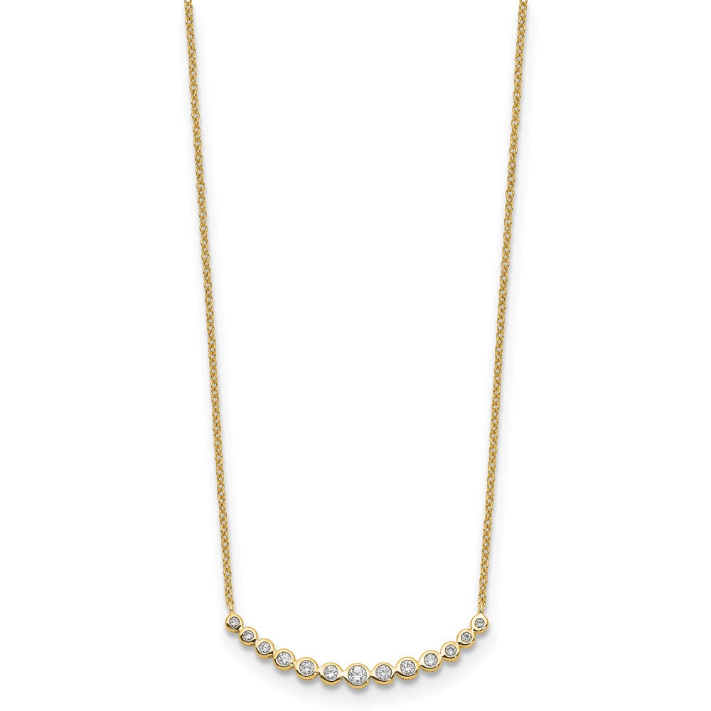 14K Yellow Gold True Origin 1/4 Carat Lab Grown Diamond Vs D E F 18 Inch Graduated Curved Bar Necklace