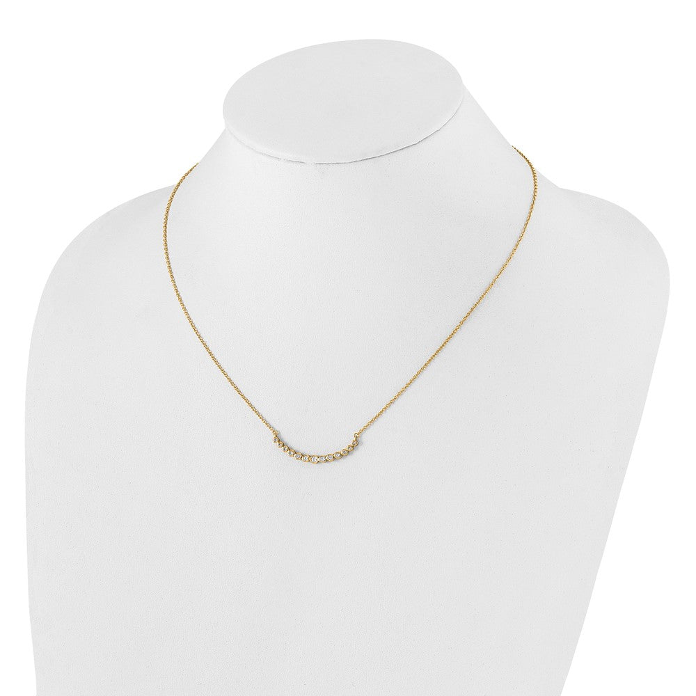 14K Yellow Gold True Origin 1/4 Carat Lab Grown Diamond Vs D E F 18 Inch Graduated Curved Bar Necklace