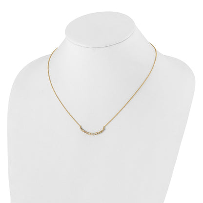 14K Yellow Gold True Origin 1/4 Carat Lab Grown Diamond Vs D E F 18 Inch Graduated Curved Bar Necklace