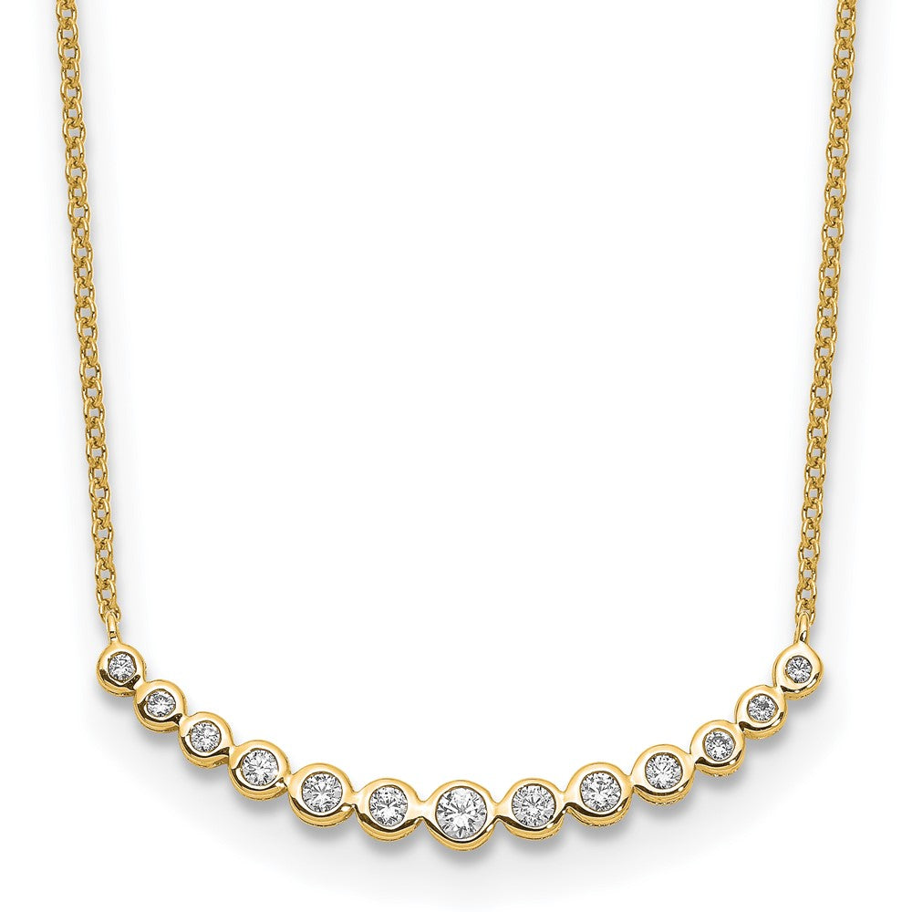 14K Yellow Gold True Origin 1/4 Carat Lab Grown Diamond Vs D E F 18 Inch Graduated Curved Bar Necklace