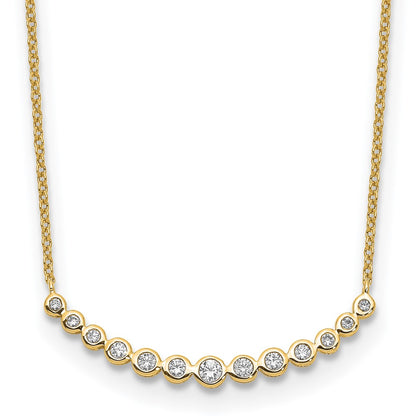 14K Yellow Gold True Origin 1/4 Carat Lab Grown Diamond Vs D E F 18 Inch Graduated Curved Bar Necklace