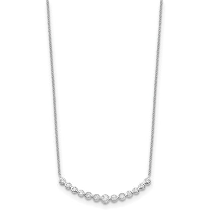 14K White Gold True Origin 1/2 Carat Lab Grown Diamond Vs D E F 18 Inch Graduated Curved Bar Necklace