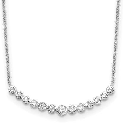 14K White Gold True Origin 1/2 Carat Lab Grown Diamond Vs D E F 18 Inch Graduated Curved Bar Necklace