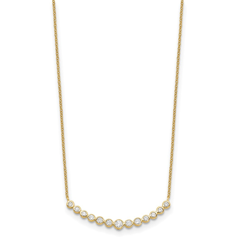 14K Yellow Gold True Origin 1/2 Carat Lab Grown Diamond Vs D E F 18 Inch Graduated Curved Bar Necklace