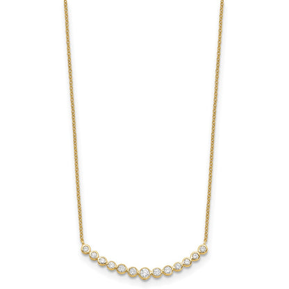 14K Yellow Gold True Origin 1/2 Carat Lab Grown Diamond Vs D E F 18 Inch Graduated Curved Bar Necklace