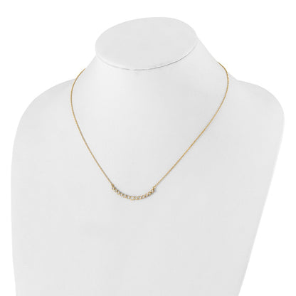 14K Yellow Gold True Origin 1/2 Carat Lab Grown Diamond Vs D E F 18 Inch Graduated Curved Bar Necklace
