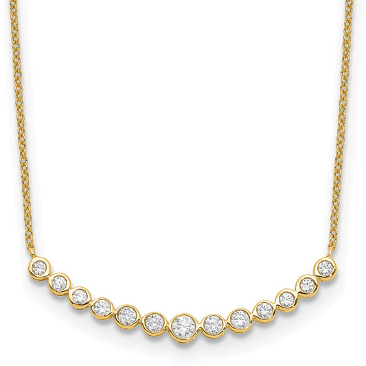 14K Yellow Gold True Origin 1/2 Carat Lab Grown Diamond Vs D E F 18 Inch Graduated Curved Bar Necklace