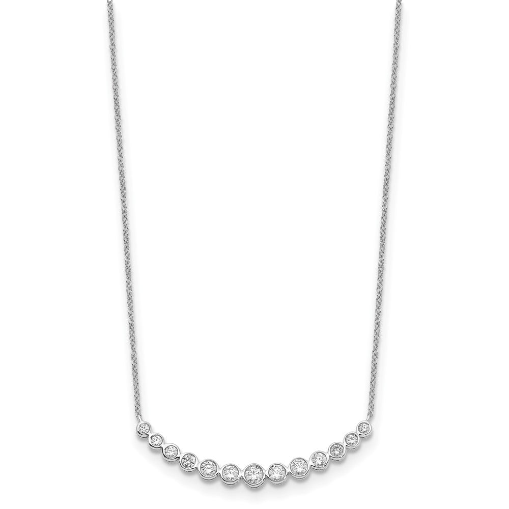 14K White Gold True Origin 3/4 Carat Lab Grown Diamond Vs D E F 18 Inch Graduated Curved Bar Necklace