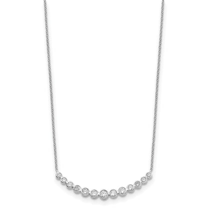 14K White Gold True Origin 3/4 Carat Lab Grown Diamond Vs D E F 18 Inch Graduated Curved Bar Necklace