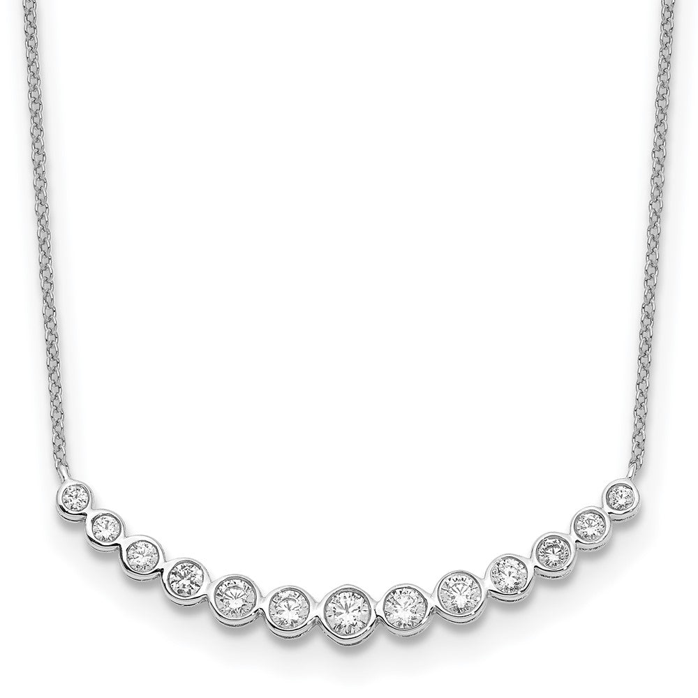 14K White Gold True Origin 3/4 Carat Lab Grown Diamond Vs D E F 18 Inch Graduated Curved Bar Necklace