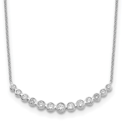 14K White Gold True Origin 3/4 Carat Lab Grown Diamond Vs D E F 18 Inch Graduated Curved Bar Necklace