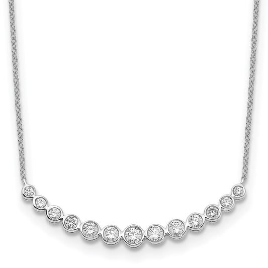 14K White Gold True Origin 3/4 Carat Lab Grown Diamond Vs D E F 18 Inch Graduated Curved Bar Necklace