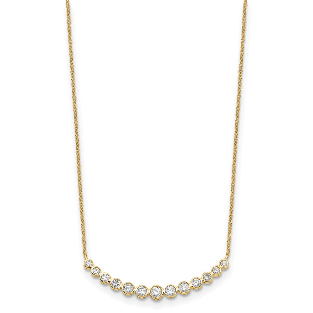 14K Yellow Gold True Origin 3/4 Carat Lab Grown Diamond Vs D E F 18 Inch Graduated Curved Bar Necklace