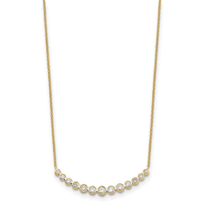 14K Yellow Gold True Origin 3/4 Carat Lab Grown Diamond Vs D E F 18 Inch Graduated Curved Bar Necklace