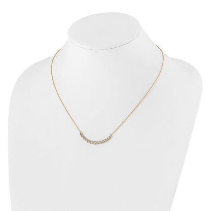 14K Yellow Gold True Origin 3/4 Carat Lab Grown Diamond Vs D E F 18 Inch Graduated Curved Bar Necklace