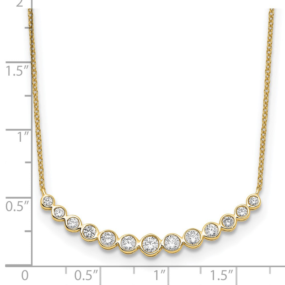 14K Yellow Gold True Origin 3/4 Carat Lab Grown Diamond Vs D E F 18 Inch Graduated Curved Bar Necklace