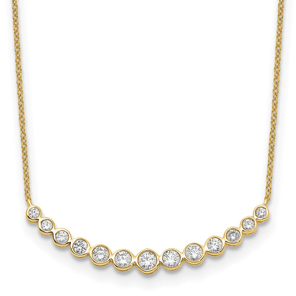 14K Yellow Gold True Origin 3/4 Carat Lab Grown Diamond Vs D E F 18 Inch Graduated Curved Bar Necklace