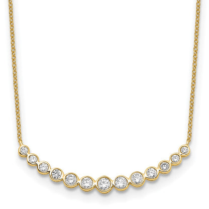 14K Yellow Gold True Origin 3/4 Carat Lab Grown Diamond Vs D E F 18 Inch Graduated Curved Bar Necklace