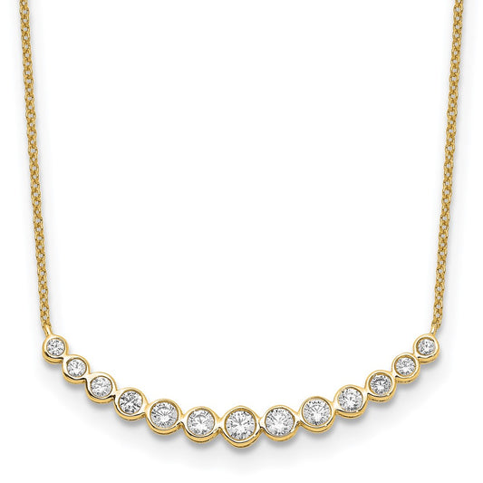 14K Yellow Gold True Origin 3/4 Carat Lab Grown Diamond Vs D E F 18 Inch Graduated Curved Bar Necklace