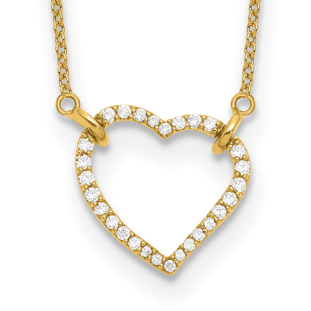14K Yellow Gold True Origin 1/5 Carat Lab Grown Diamond Vs Def 18 Inch Hearts Pendant Necklace