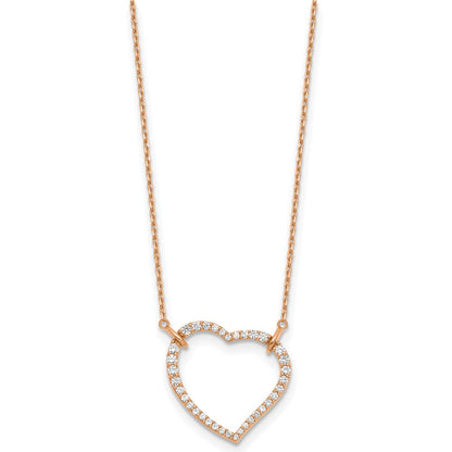 14K Rose Gold True Origin 3/4 Carat Lab Grown Diamond Vs Def 18 Inch Open Heart Pendant Necklace