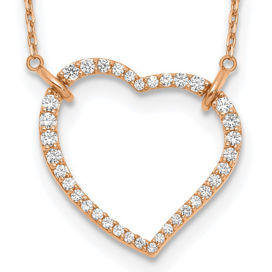 14K Rose Gold True Origin 3/4 Carat Lab Grown Diamond Vs Def 18 Inch Open Heart Pendant Necklace