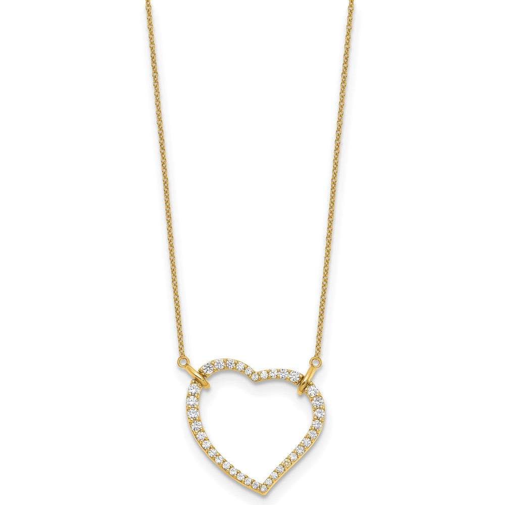 14K Yellow Gold True Origin 3/4 Carat Lab Grown Diamond Vs Def 18 Inch Open Heart Pendant Necklace