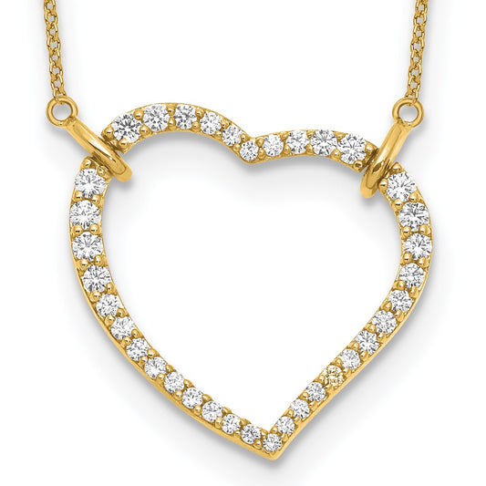 14K Yellow Gold True Origin 3/4 Carat Lab Grown Diamond Vs Def 18 Inch Open Heart Pendant Necklace