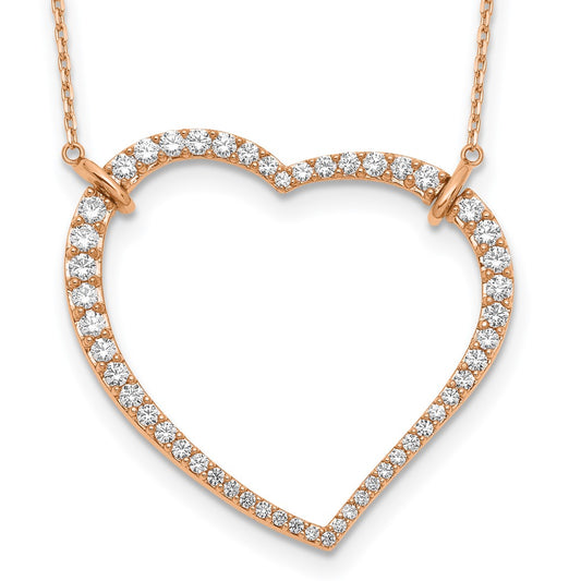 14K Rose Gold True Origin 1 3/4 Carat Lab Grown Diamond Vs/Si D E F Open Heart 18 Inch Necklace