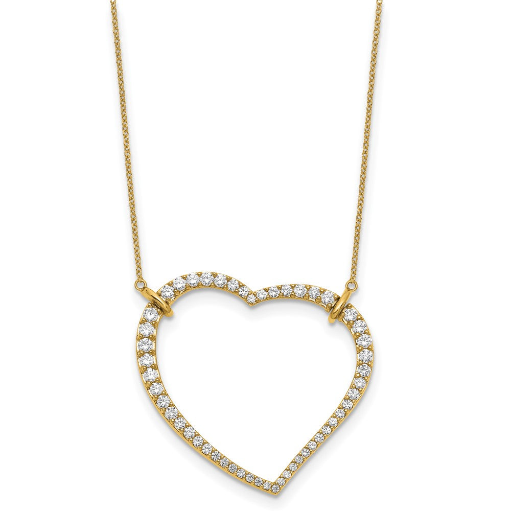 14K Yellow Gold True Origin 1 3/4 Carat Lab Grown Diamond Vs/Si D E F Open Heart 18 Inch Necklace