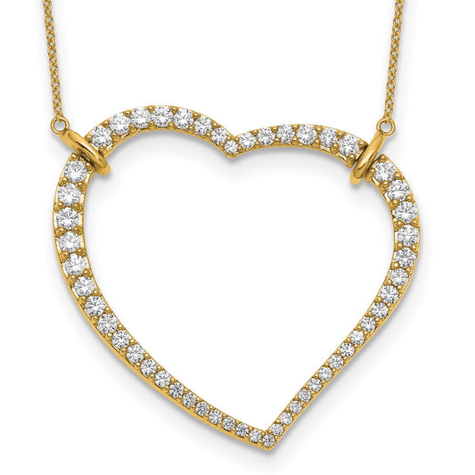 14K Yellow Gold True Origin 1 3/4 Carat Lab Grown Diamond Vs/Si D E F Open Heart 18 Inch Necklace