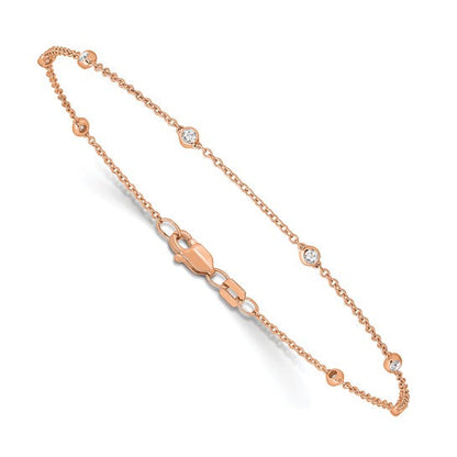 14K Yellow White or Rose Gold 1/6 Ct. Lab Grown Diamond VS/SI D E F 7 Tennis Stations Bracelet