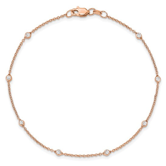 14K Yellow White or Rose Gold 1/6 Ct. Lab Grown Diamond VS/SI D E F 7 Tennis Stations Bracelet