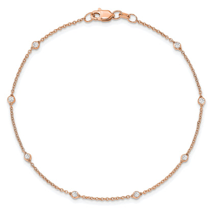14K Rose Gold True Origin 1/6 Carat Lab Grown Diamond Vs+ F+ Seven Station 7 Inch Bracelet
