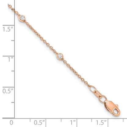 14K Rose Gold True Origin 1/6 Carat Lab Grown Diamond Vs+ F+ Seven Station 7 Inch Bracelet