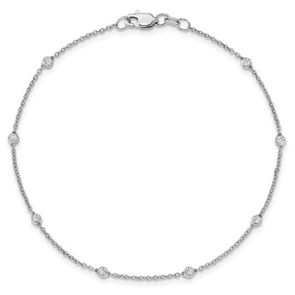 14K Yellow White or Rose Gold 1/6 Ct. Lab Grown Diamond VS/SI D E F 7 Tennis Stations Bracelet