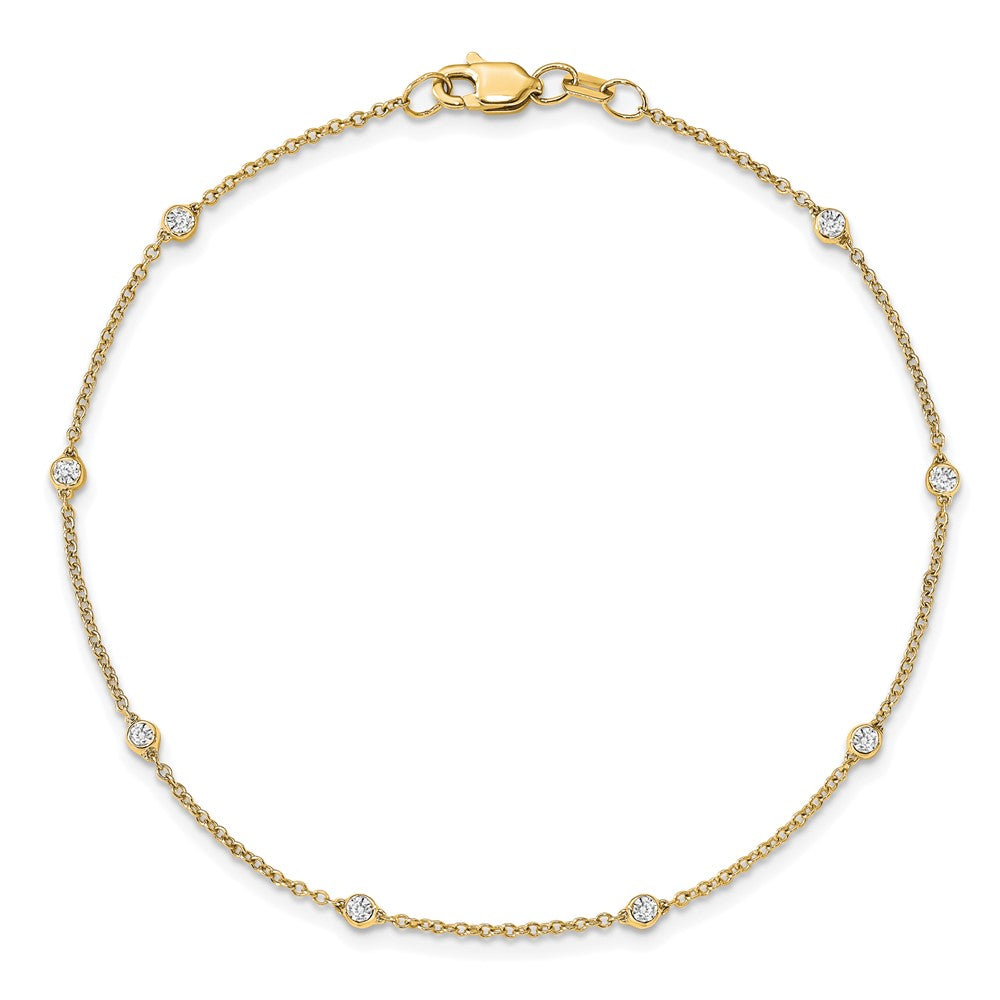 14K Yellow Gold True Origin 1/6 Carat Lab Grown Diamond Vs+ F+ Seven Station 7 Inch Bracelet