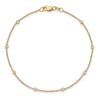 14K Yellow Gold True Origin 1/6 Carat Lab Grown Diamond Vs+ F+ Seven Station 7 Inch Bracelet