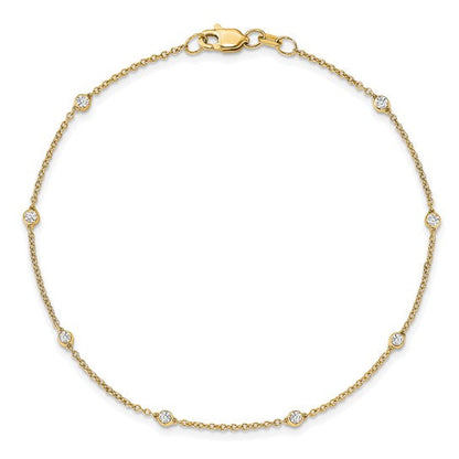 14K Yellow White or Rose Gold 1/6 Ct. Lab Grown Diamond VS/SI D E F 7 Tennis Stations Bracelet