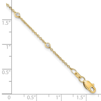 14K Yellow Gold True Origin 1/6 Carat Lab Grown Diamond Vs+ F+ Seven Station 7 Inch Bracelet
